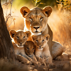 Naklejka premium lion and lioness