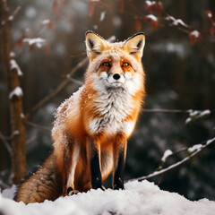 Naklejka premium red fox in snow