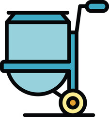 Cart mixer icon outline vector. Concrete cement. Machine mix color flat