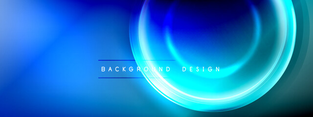 Obraz premium Circles lines and bubbles on bright glowing effect gradient with light and shadow effects. Dynamic interplay of light, shadow and depth. Futuristic and rhythmic technology design