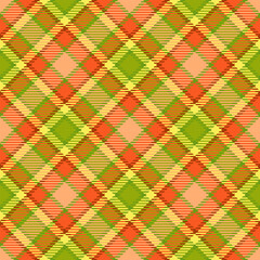 Tartan plaid seamless pattern in pink, yellow, green and red. Bright colorful traditional textile design. Checkered abstract geometric background