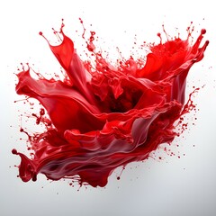 Red paint splash isolated on white background Generative Ai