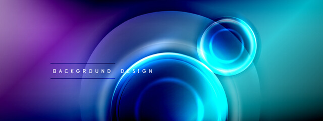 Circles lines and bubbles on bright glowing effect gradient with light and shadow effects. Dynamic interplay of light, shadow and depth. Futuristic and rhythmic technology design