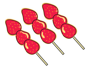 딸기 탕후루 간식 디저트 벡터 일러스트