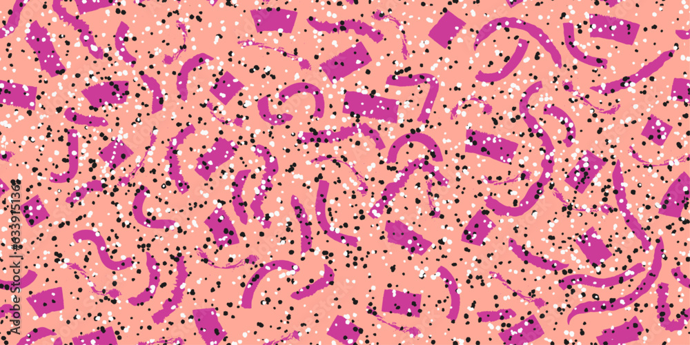 Aufkleber An abstract pattern of pink paint strokes and splashes. Vector seamless pattern of artistic strokes.