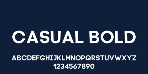The font is bold and slightly raised at the top of the letters, with small micro roundings at the corners. Casual, but inspired by strict bold fonts. Unique and minimalistic bold font.