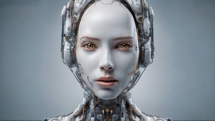 Portrait of female robot face, android face, Artificial intelligence concept, Generative AI
 - obrazy, fototapety, plakaty