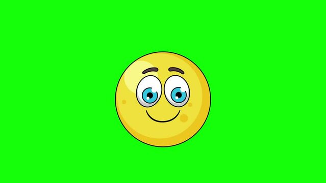 Yellow emoticon emoji with face savoring food, cartoon animation