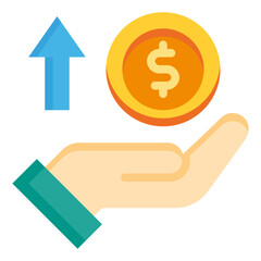  Currency, Hand, Investment, Money, coin, Payment, profit Icon, Flat style icon vector illustration, Suitable for website, mobile app, print, presentation, infographic and any other project.