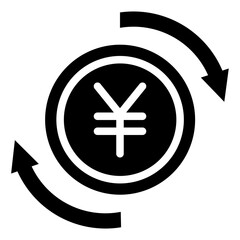 Obraz premium yen, currency, exchange, coin, Finance, business, money Icon, Glyph style icon vector illustration, Suitable for website, mobile app, print, presentation, infographic and any other project.