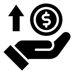  Currency, Hand, Investment, Money, coin, Payment, profit Icon, Glyph style icon vector illustration, Suitable for website, mobile app, print, presentation, infographic and any other project.