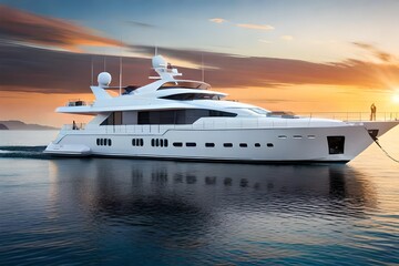 Luxury yacht in the sea generated by AI tool