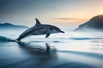 dolphin jumping out of the water generated by AI tool