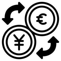  Currency, yen, Euro, Exchange, Finance, Money exchange Icon, Solid style icon vector illustration, Suitable for website, mobile app, print, presentation, infographic and any other project.