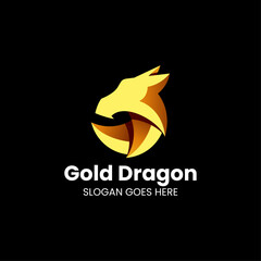 Vector Logo Illustration Gold Dragon Gradient Colorful Style