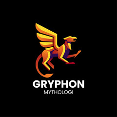 Vector Logo Illustration Griffin Gradient Colorful Style