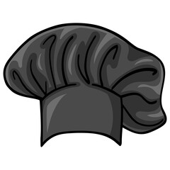 Chefs Hat Black Cartoon Drawing Vector Art Illustration