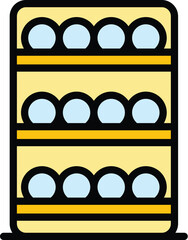 Wine cabinet icon outline vector. Wood shelf. Wood bar color flat