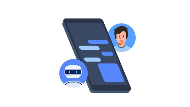 AI Chat Conversation Human with Robot Animation Chat Bot Interaction Artificial Intelligence Motion Graphics Video