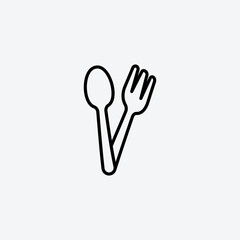 Spoon and fork line icon vector illustration.
