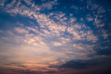 Naklejka na ściany i meble sunset, sunrise, sunset sky with gentle colorful clouds