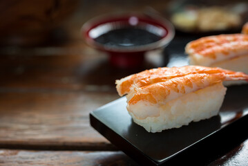 Sushi maki and nigiri; Sushi shrimp tempura
