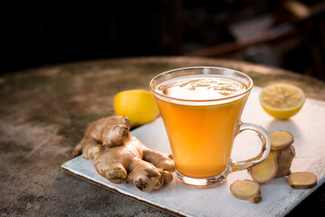 ginger tea with mint and lemon