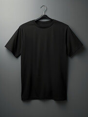 Blank Black t shirt hanging on a hanger template for mockup