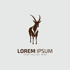 goat logo icon or Stand oryx on grey background Goat or oryx Simple Template Design silhouette.