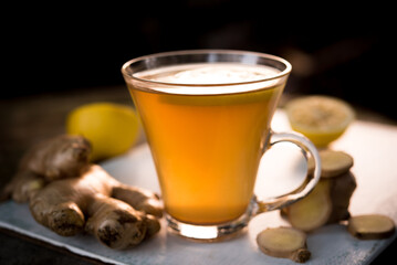 ginger tea with mint and lemon