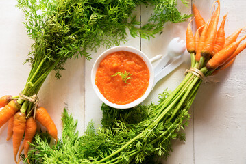 Healthy eating creamy baby carrot soup