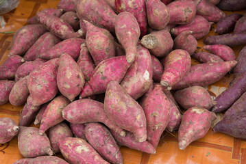 sweet purple potatoes, sweet potatoes background.