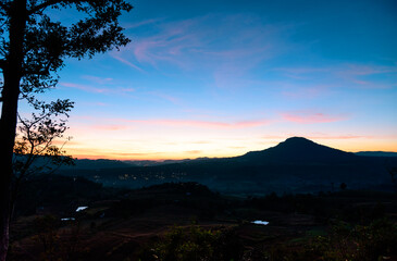 Mountain view Landscape fog in morning sunrise at Khao Takhian Ngo View Point at Khao-kho Phetchabun,Thailand