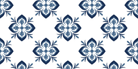 seamless pattern in a fashionable color palette Moroccan, Portuguese tiles, Azulejo, ornaments. Can be used for wallpaper, pattern fills, web page background, surface textures. Vector