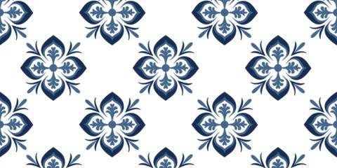 Kussenhoes seamless pattern in a fashionable color palette Moroccan, Portuguese tiles, Azulejo, ornaments. Can be used for wallpaper, pattern fills, web page background, surface textures. Vector © Tetiana Kasatkina
