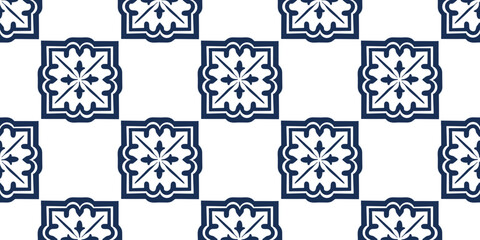 Seamless azulejo tiles. Portuguese and Spanish decor. ceramic tiles, vector illustration	