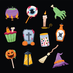  Set of halloween element clip art vector