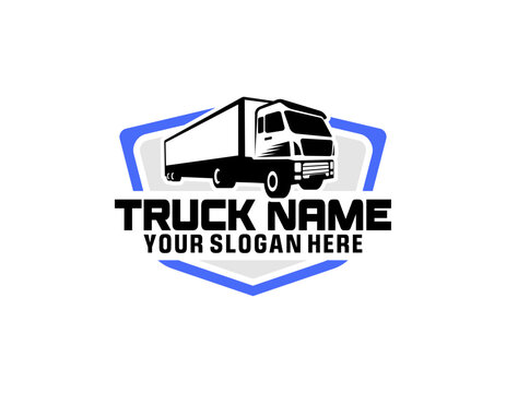 Business logo logistic truck design trailer transport, express cargo delivery company template idea