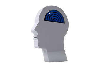 Digital png illustration of head with labyrinth on transparent background
