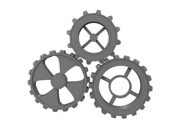 Digital png illustration of grey cogs on transparent background
