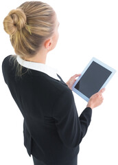 Digital png photo of caucasian businesswoman on transparent background