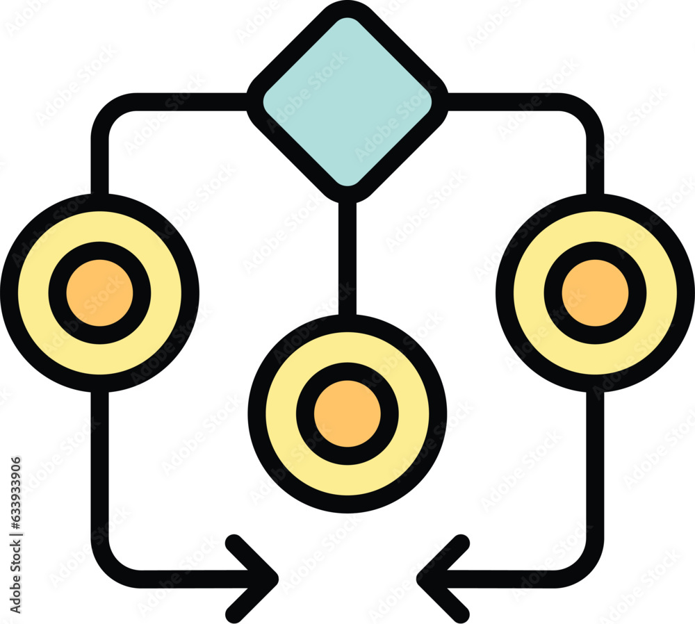 Poster workflow progess icon outline vector. gear system. web plan color flat