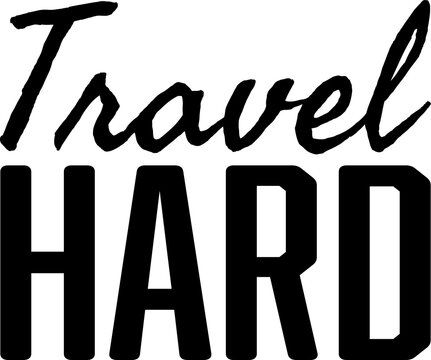 Digital png illustration of travel hard text on transparent background
