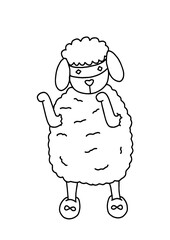 cartoon-style ninja sheep in a standing pose - 633934171