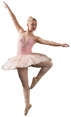 Digital png photo of caucasian ballerina on transparent background