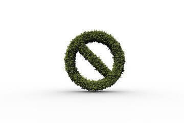 Digital png illustration of prohibition sign with grass on transparent background