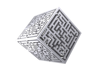 Digital png illustration of cube with labyrinth on transparent background