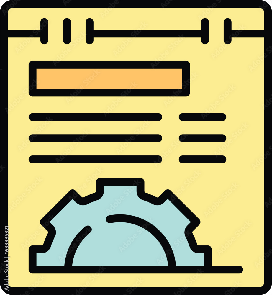 Poster web workflow icon outline vector. work project. computer cog color flat