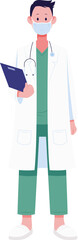 Digital png illustration of male doctor wearing face mask on transparent background