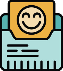 Like online letter icon outline vector. Positive help. Emotional help color flat